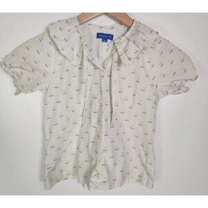 Maison Me Girls Youth 6 Tulip Ruffle Short Sleeve Button Up Top